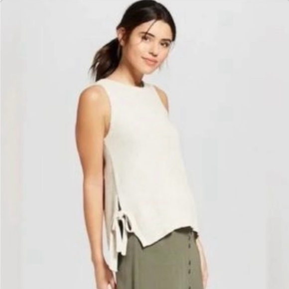 Madewell Balletcore Knit Double Side Bow Tie Cream Tank Top Sz Small NWOT - Picture 8 of 8